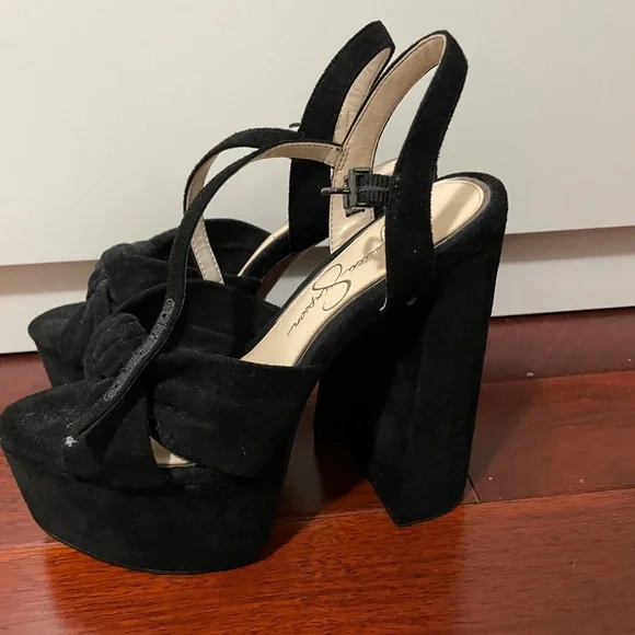 Jessica Simpson black suede Platform Heels - Picture 1 of 3